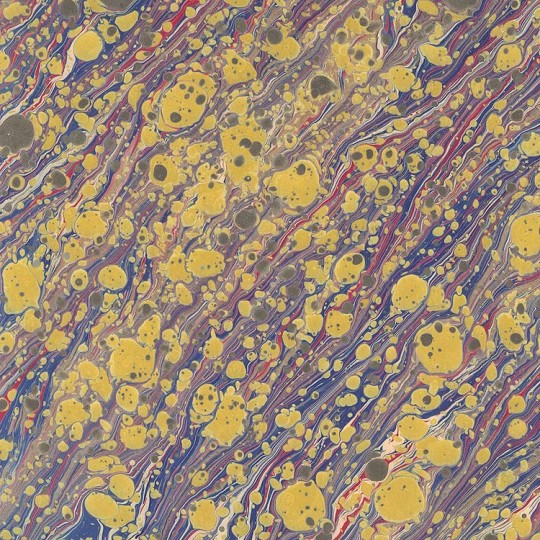 Hand Marbled Paper Stone Marble Pattern in Golden Yellow and Purple ~ Berretti Marbled Arts